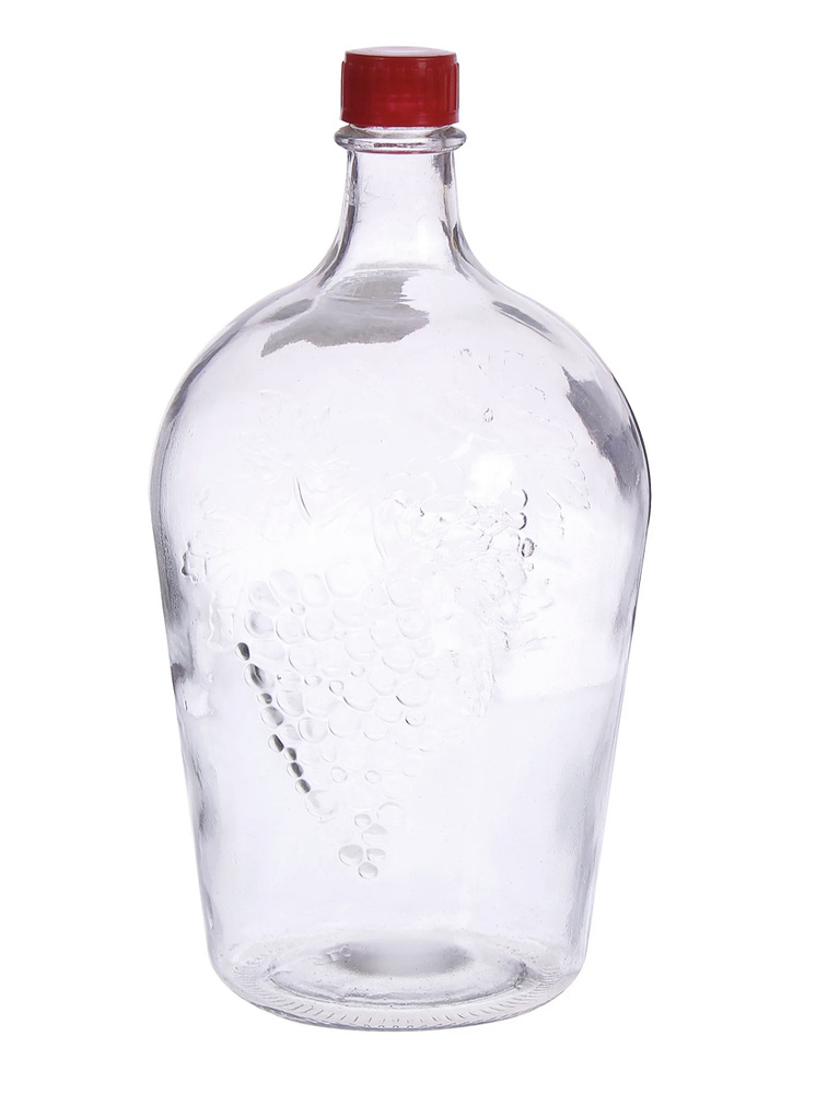 Бутылка стеклянная, 4 л, с винтовой крышкой для красивой подачи и хранения вина, наливок, коньяка, самогона. #1