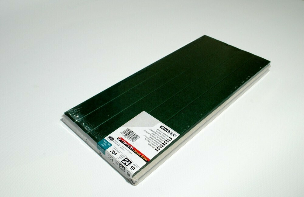Канал Slim зеленый 24мм А4 304мм с покрытием "ткань" для биндера Metalbind (10шт)  #1
