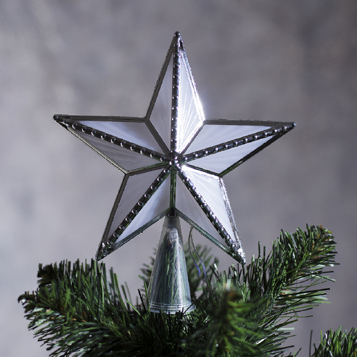 Фигура Звезда серебр. ёлочная 16х16 см, пластик, 10 LED, 2 метра провод,240V МУЛЬТИ  #1