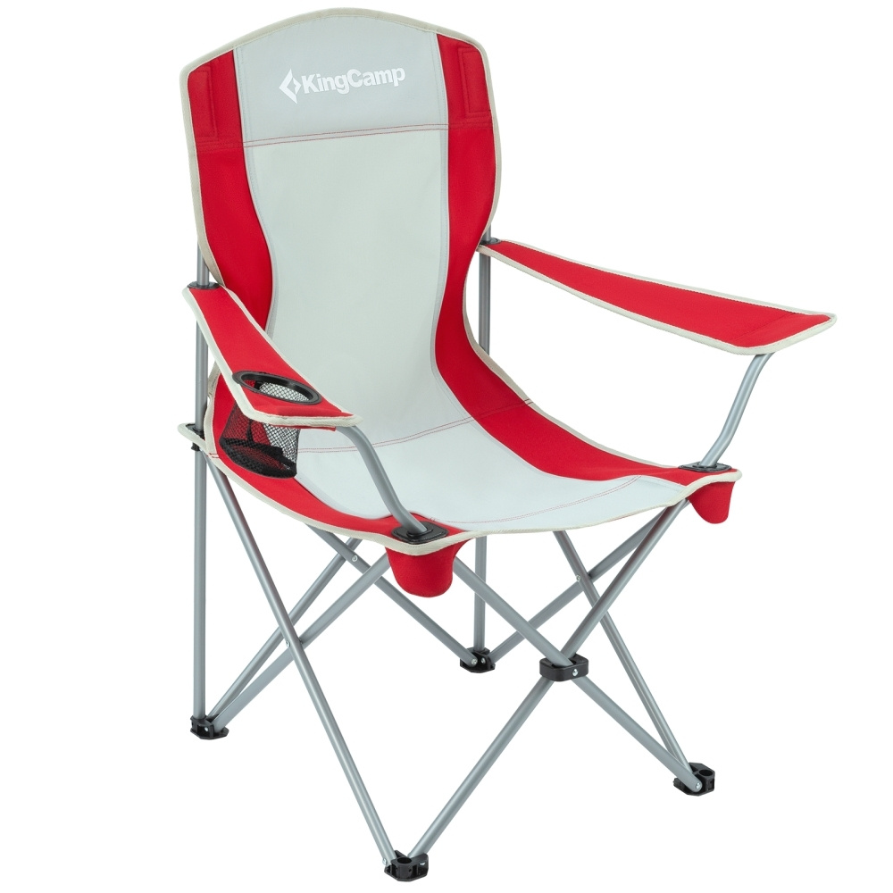 Кресло туристическое раскладное со спинкой KingCamp KC3818 Arms Chair Steel, цвет: красный  #1