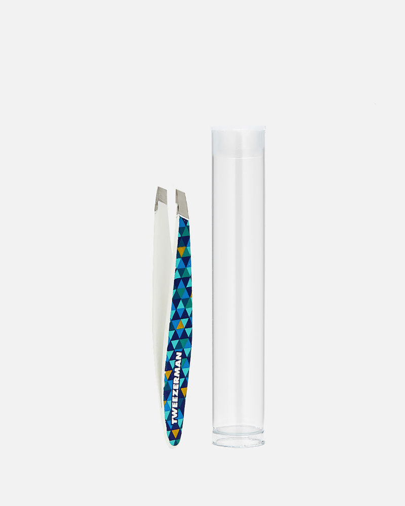 TWEEZERMAN Мини-пинцет для бровей скошенный, Mini Slant Tweezer Blue Mosaic  #1