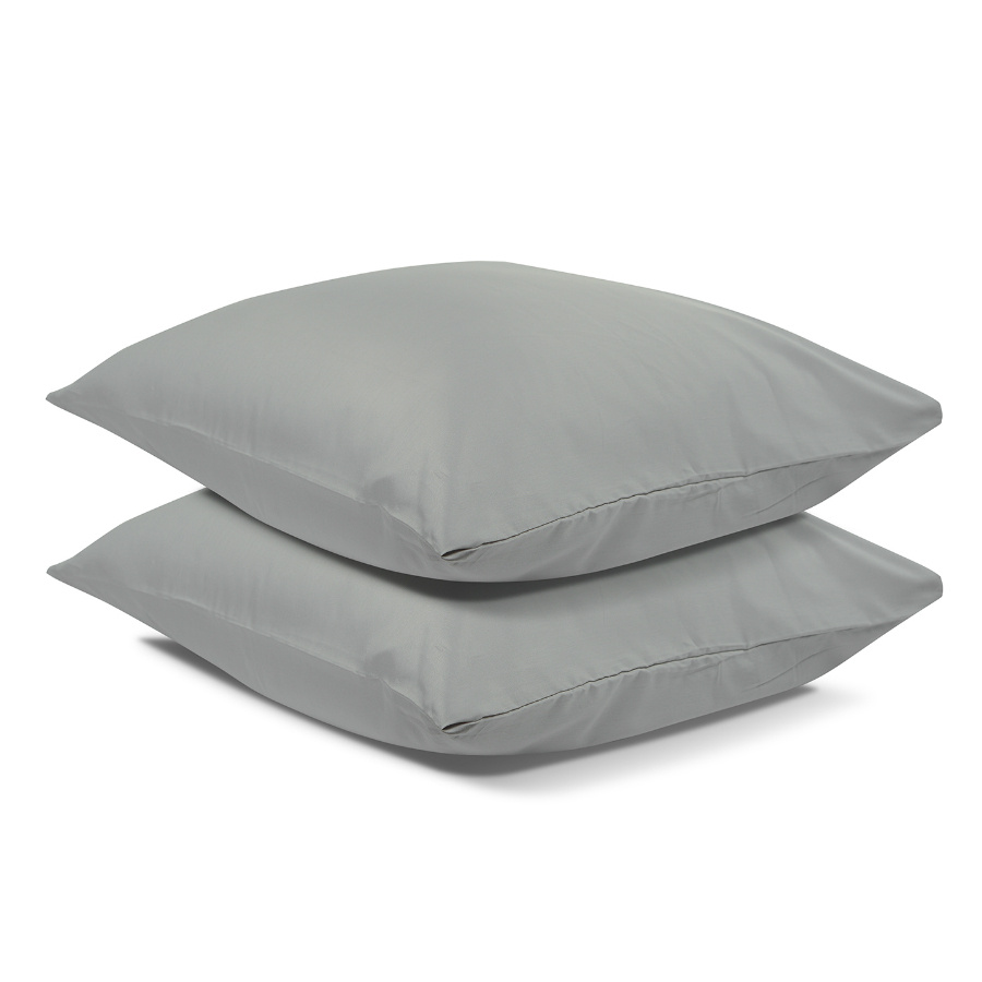 Наволочка на подушку 70х70 см из сатина светло-серого цвета Essential, набор из 2 шт.  #1