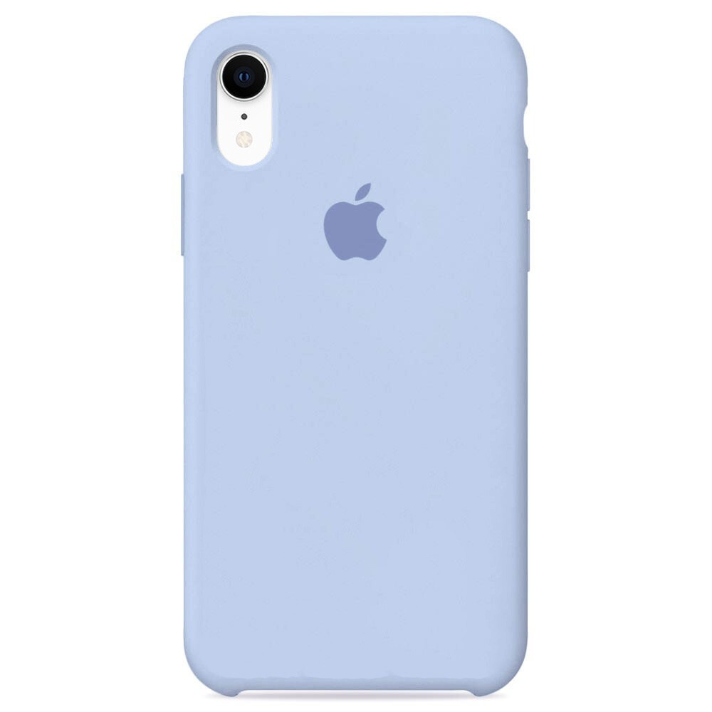 Силиконовый чехол для смартфона Silicone Case на iPhone Xr / Айфон Xr с логотипом, бело-голубой  #1