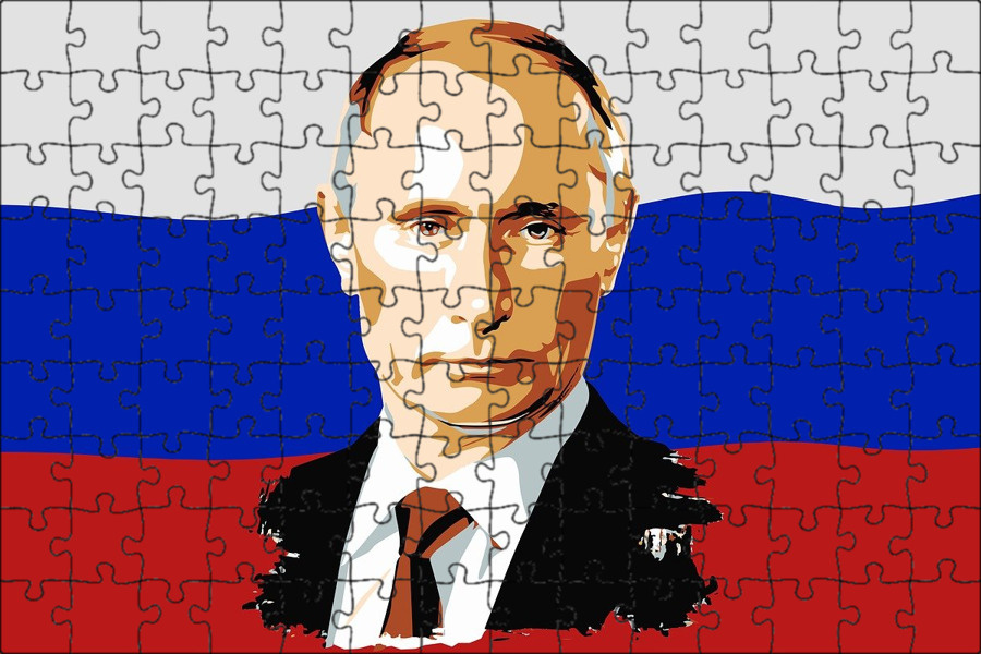 Магнитный пазл 27x18см."Путин, президент россии, политика" на холодильник  #1