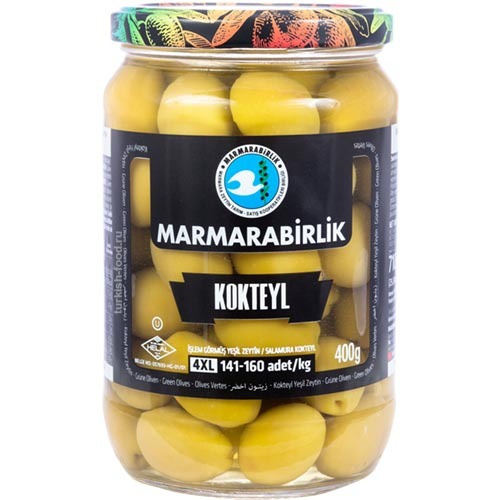 MARMARABIRLIK Оливки коктейльные 400 гр калибровка 4XL 141-160 шт/кг (KOKTEYL YESIL ZEYTIN)  #1