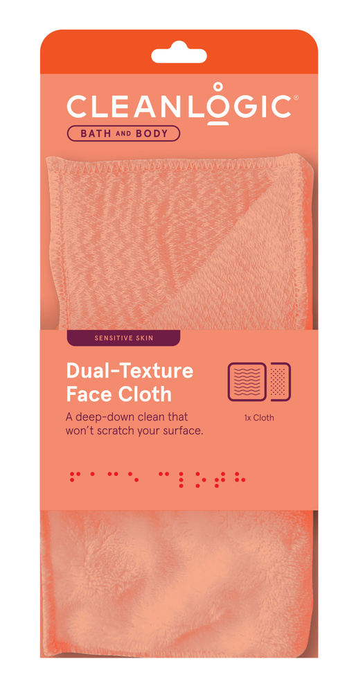 Cleanlogic Мочалка для лица две текстуры оранжевая, 1 шт #1