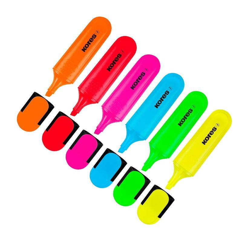 Текстовыделители Kores, яркие цвета, линия 0.5-5 мм, набор 6 шт  #1
