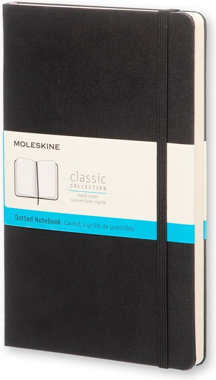 Записная книжка в точку Moleskine Classic Large, В6, сшитый, полиуретан, 120 л, черный  #1