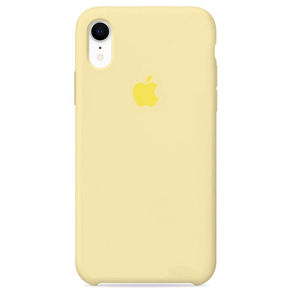 Силиконовый чехол для смартфона Silicone Case на iPhone Xr / Айфон Xr с логотипом, лимонный крем  #1