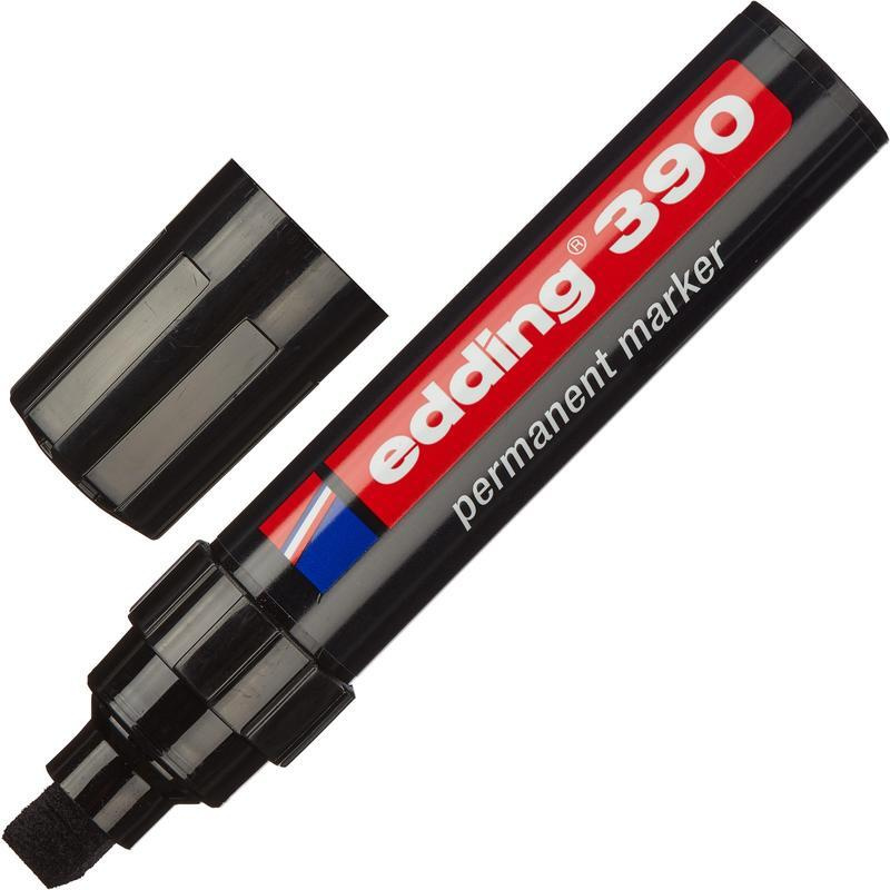 Маркер нестираемый Edding E-390/1, черный, толщина линии 4-12 мм, скошенный наконечник  #1