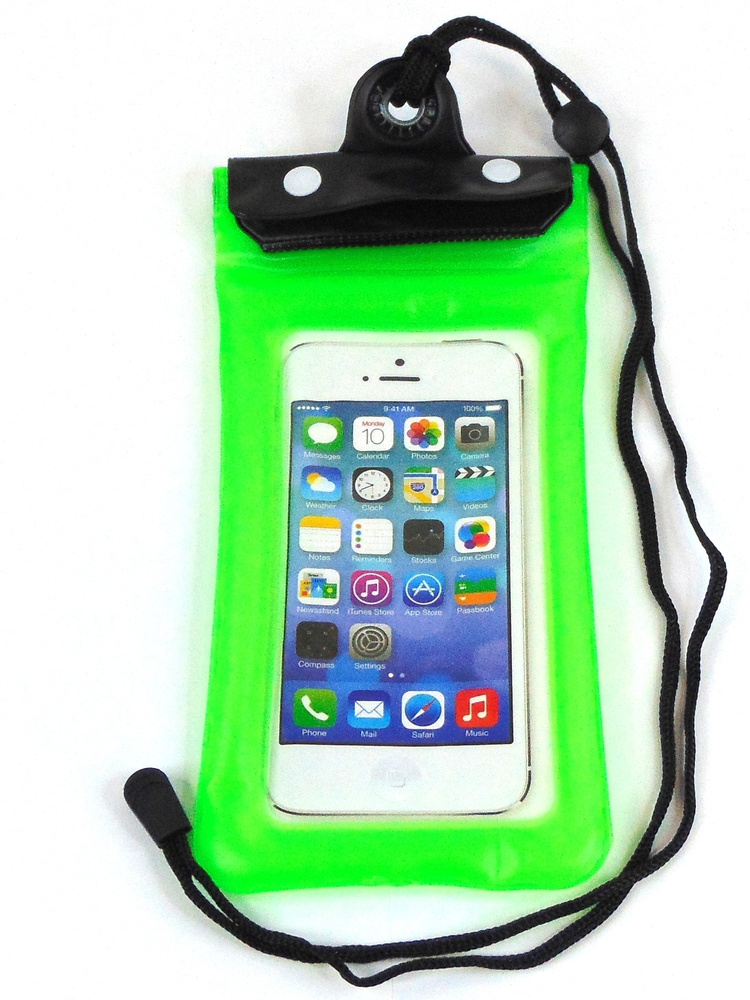 Водонепроницаемый чехол для телефона и документов с черным клапаном, цвет - зеленый  #1