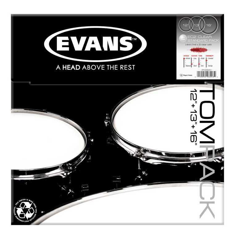 EC2 Clear Standard Набор пластика для том барабана 12"/13"/16", Evans ETP-EC2SCLR-S  #1