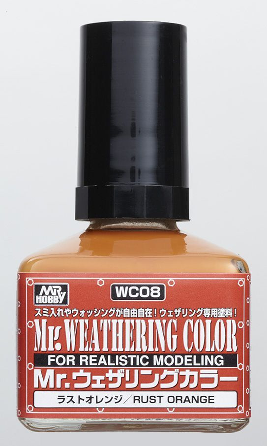 MR.HOBBY Mr.Weathering Color Rust Orange, Грязно-оранжевая, Смывка для везеринга без кисточки, 40 мл #1