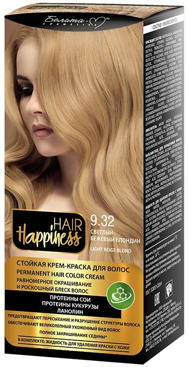 Белита-М Краска для волос Крем HAIR HAPPINESS Стойкая тон №9.32 Светлый бежевый блондин  #1