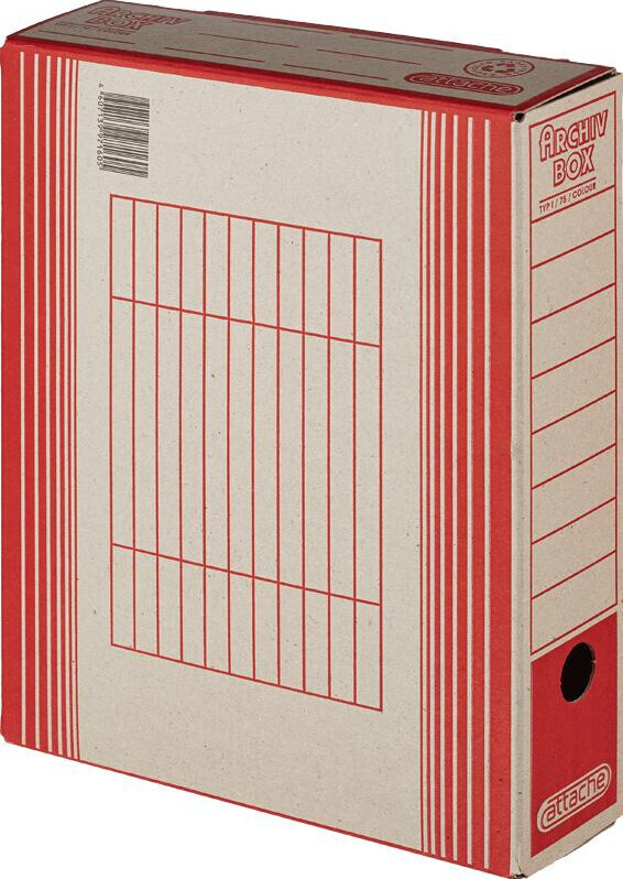 Короб Архивный ATTACHE,75 мм,переплетный картон, красная #1
