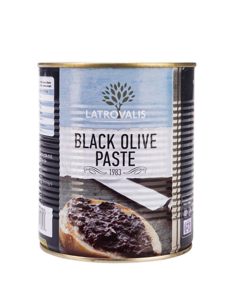 Паста из чёрных оливок "Latrovalis" 840 гр, греческие продукты, паштет оливковый для бутербродов, брускетта. #1
