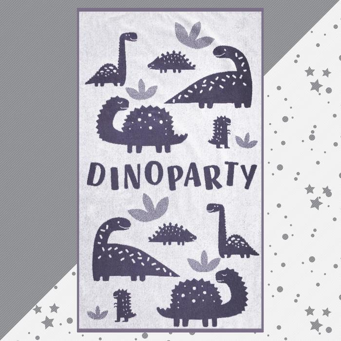 Этель Полотенце банное Динозавры, Хлопок, 70x130 см, серый, белый, 1 шт.  #1