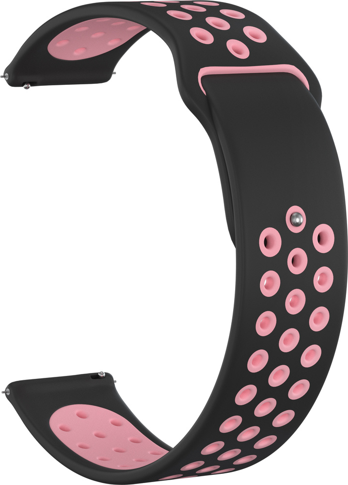 Ремешок силиконовый GSMIN Sport Edition 22 для Elari KidPhone "Ну погоди" (Черно-розовый)  #1
