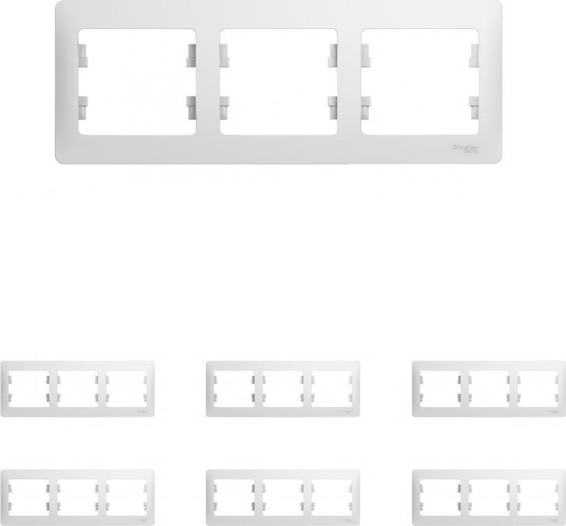 Рамка Systeme Electric Glossa трехместная горизонтальная белая (комплект из 6 шт)  #1