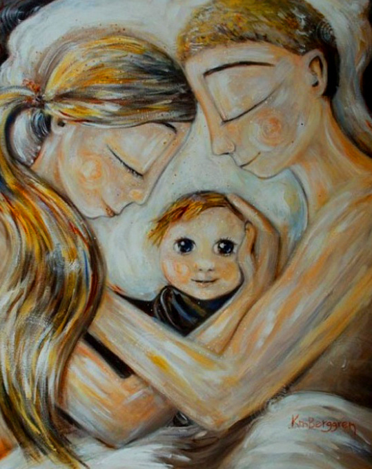 Картина по номерам на холсте 40х50 40 x 50 на подрамнике "Семья со счастливым ребёнком" DVEKARTINKI  #1