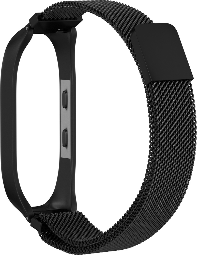 Ремешок металлический GSMIN Milanese Matt Loop для Xiaomi Mi Band 3 / 4 (Черный)  #1