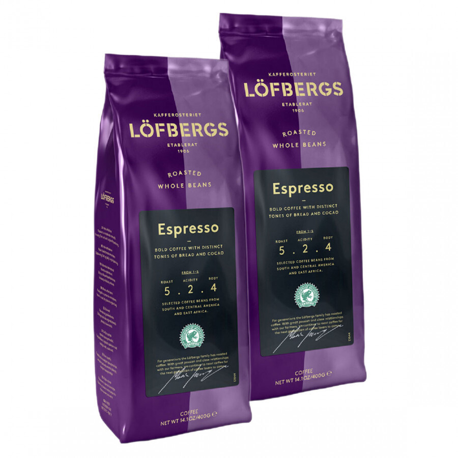 Кофе в зернах Lofbergs Espresso (Эспрессо), 2x400г #1