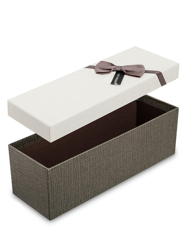 Коробка подарочная "Прямоугольник" серая белая 8,5*9,5*17 см  #1