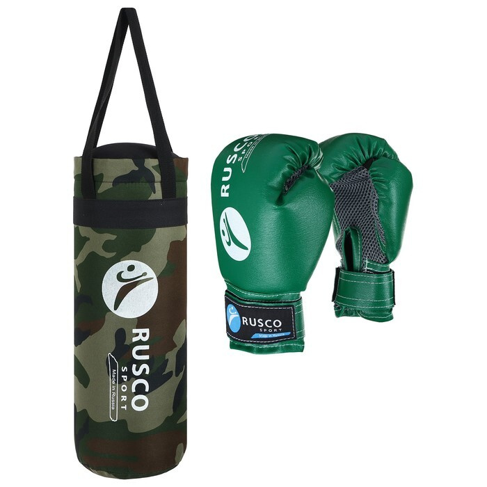 Набор боксёрский для начинающих RUSCO SPORT: мешок + перчатки, цвет хаки (6 OZ)  #1