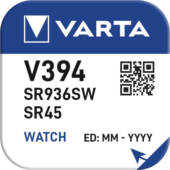 Батарейка 394 VARTA (SR45/ SR936SW/ LR936/ AG9), тип оксид-серебряный, 1.55V, 1 батарейка  #1