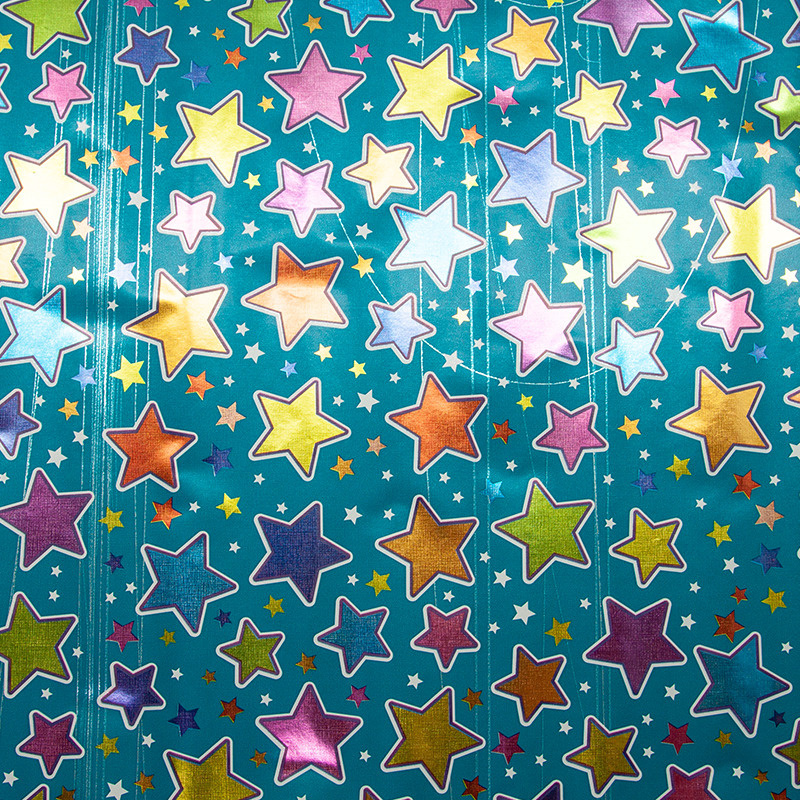 Упаковочная бумага для подарков разноцветные звезды 100х70см 1лист глянцевая  #1