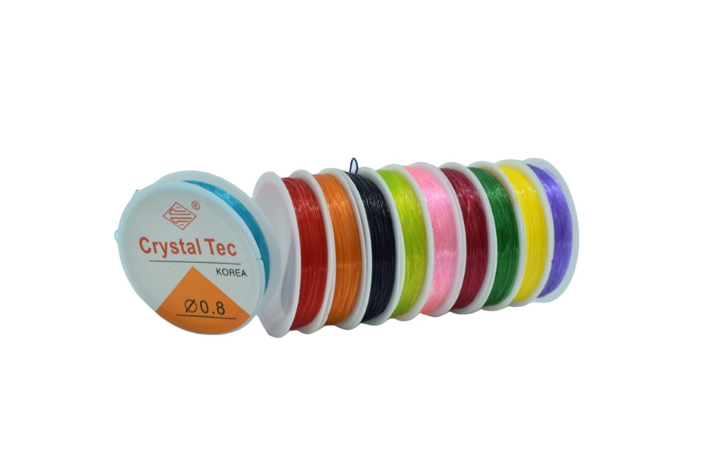 Резинка для бисера CRYSTAL TEC 10 штук, диаметр 0,8 мм, 20 метров (разноцветный)  #1