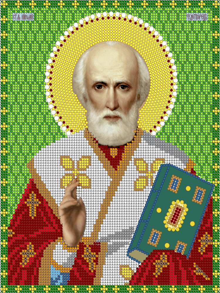 Схема (без страз), ткань, Алмазная мозаика "Святой Николай Чудотворец", икона 28х35, Диамант  #1