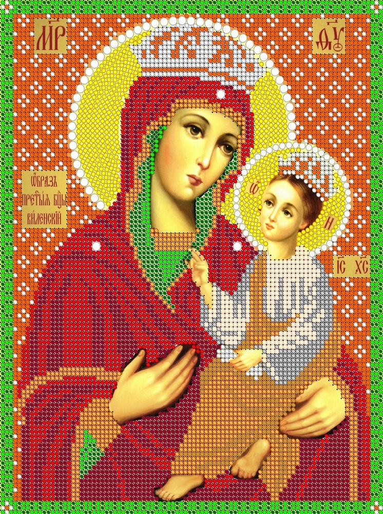 Набор для вышивания "Светлица" чешский бисер, икона Пресвятая Богородица Виленская, 19х24 см  #1