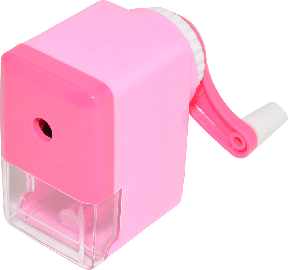 Точилка для карандашей механическая с автоподачей карандаша при заточке с контейнером для стружки розовая #1