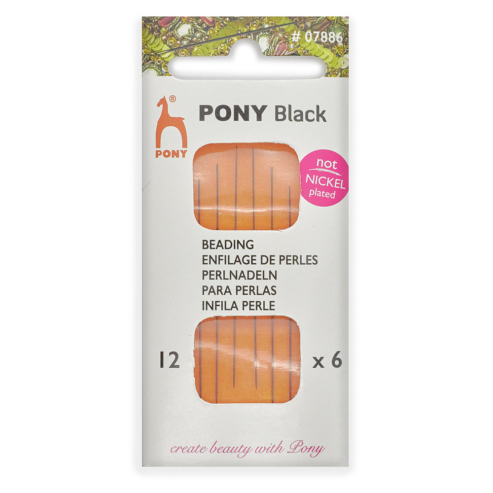 Иглы для бисероплетения Pony BLACK Beading, № 12, 6 шт/упак, 07886
 #1