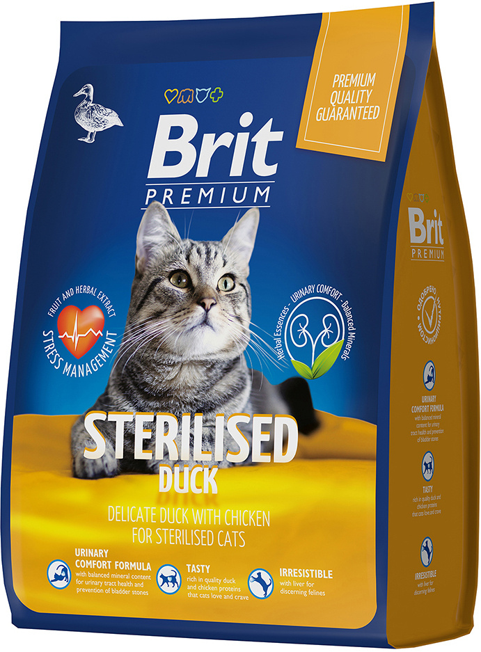 Корм Brit Premium Sterilised Duck & Chicken для кошек, с уткой и курицей, 400 г  #1