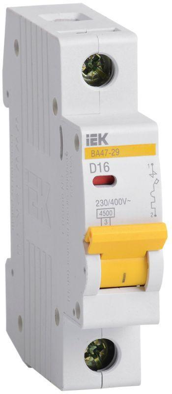 Выключатель автоматический модульный 1п D 16А 4.5кА ВА47-29 IEK MVA20-1-016-D  #1