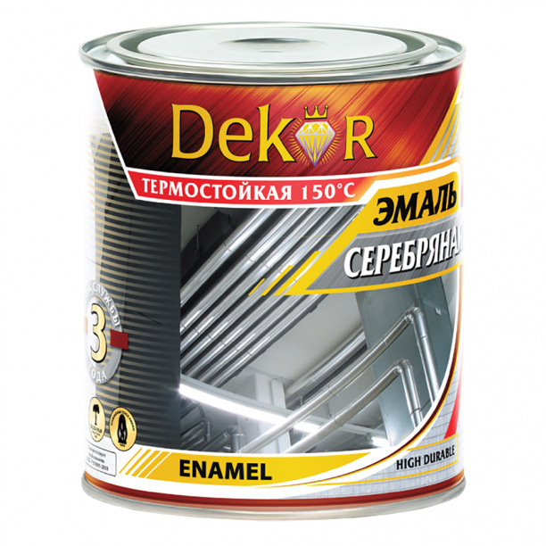 Эмаль термостойкая ПФ-115 Dekor серебряная 0,8 кг #1