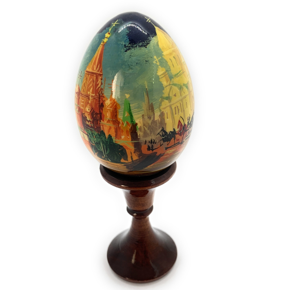Яйцо деревянное "Москва" / яйцо декоративное/яйцо на подставке/фигурка интерьерная/подарок/сувенир/ авторская #1