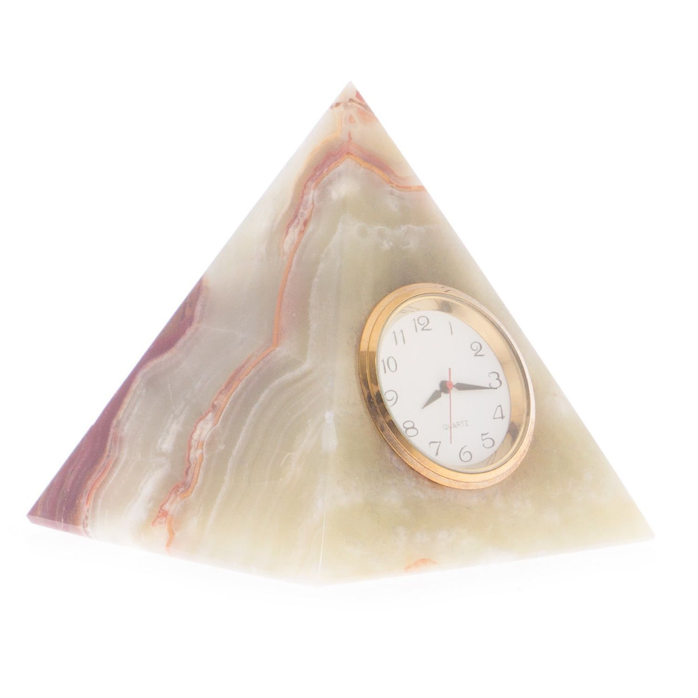 Настольные часы "Пирамида" камень оникс 7,5х7,5х8,2 см (3)/ декоративные часы / каминные часы / часы #1