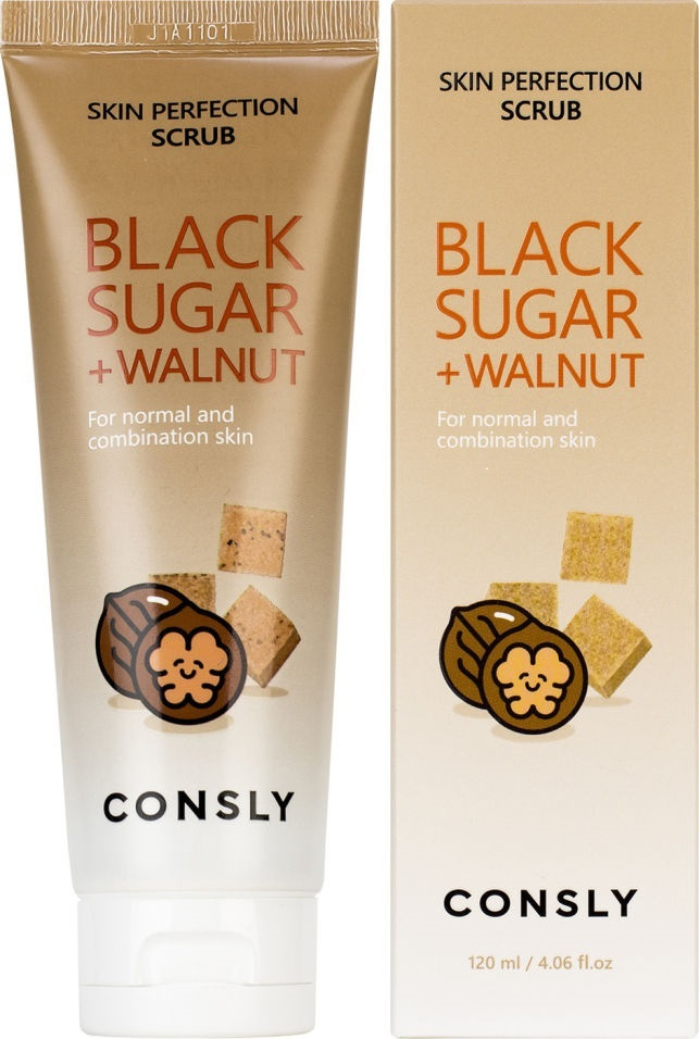Consly Скраб для лица с черным сахаром и экстрактом грецкого ореха - Black sugar & walnut, 120мл  #1