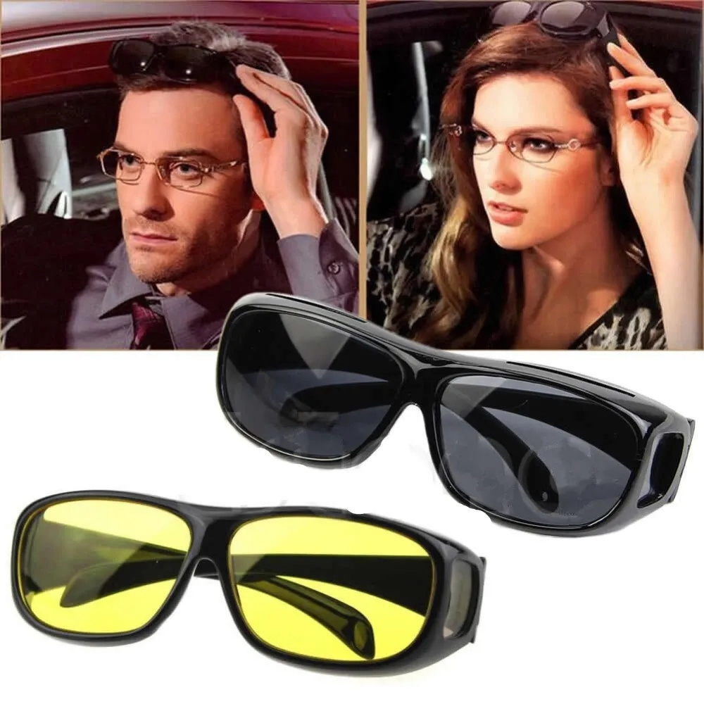 Очки для вождения (2 шт) / Солнцезащитные водительские очки жёлтые и черные (2 пары) HD Vision Wrap Around #1