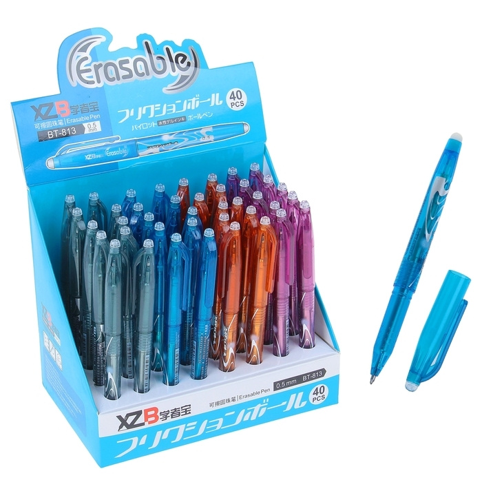 Ручка шариковая со стираемыми чернилами, линия 0,5 мм, стержень синий, 1 штука  #1