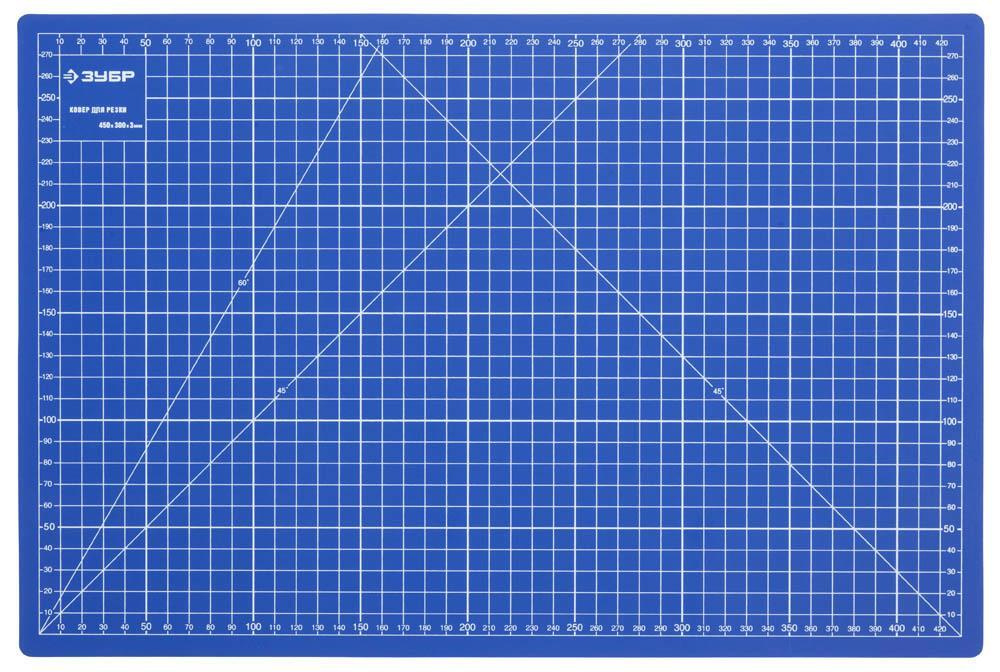 Коврик ЗУБР "ЭКСПЕРТ", непрорезаемый, 3мм, цвет синий, 450х300 мм  #1