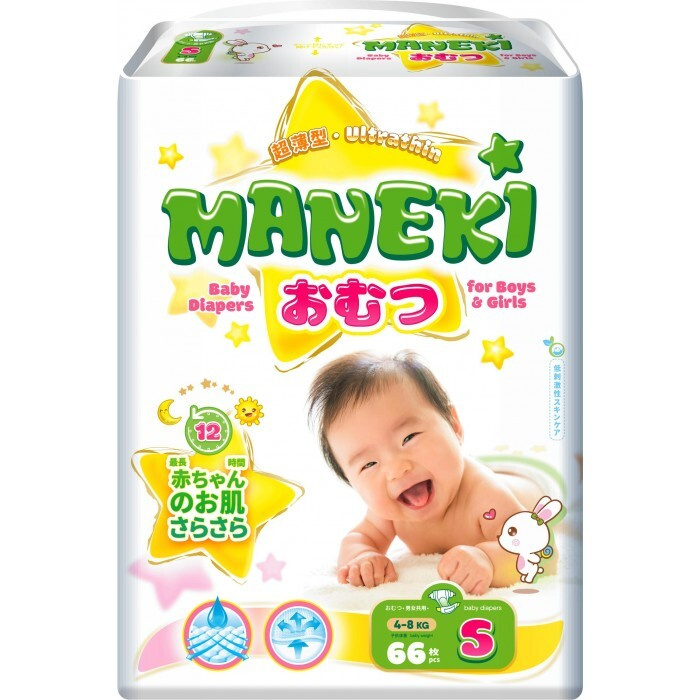Maneki Подгузники детские одноразовые размер S 4-8 кг 66 шт #1