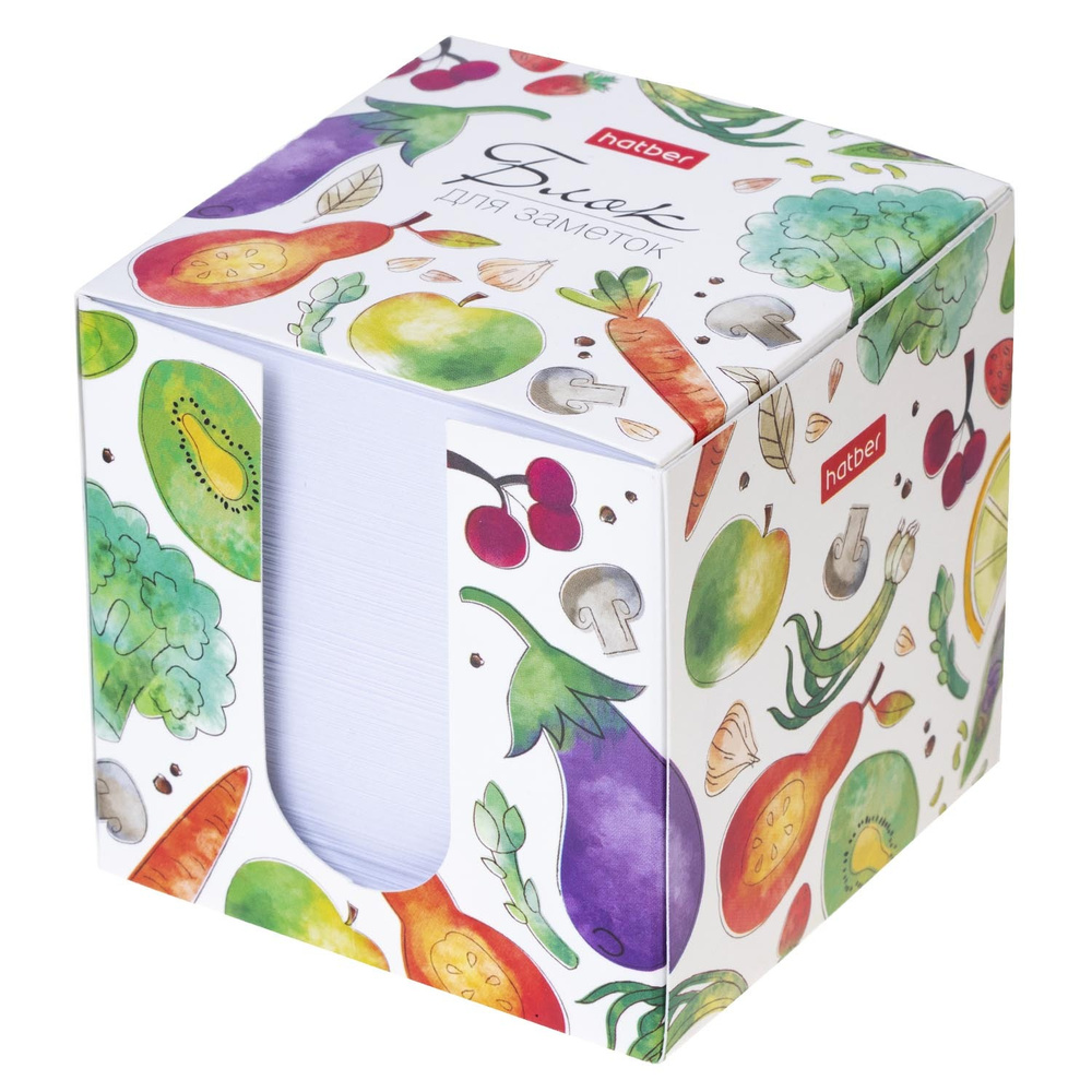 Блок для заметок 9х9х9см Hatber-Vitamins- Белый в картонном боксе  #1