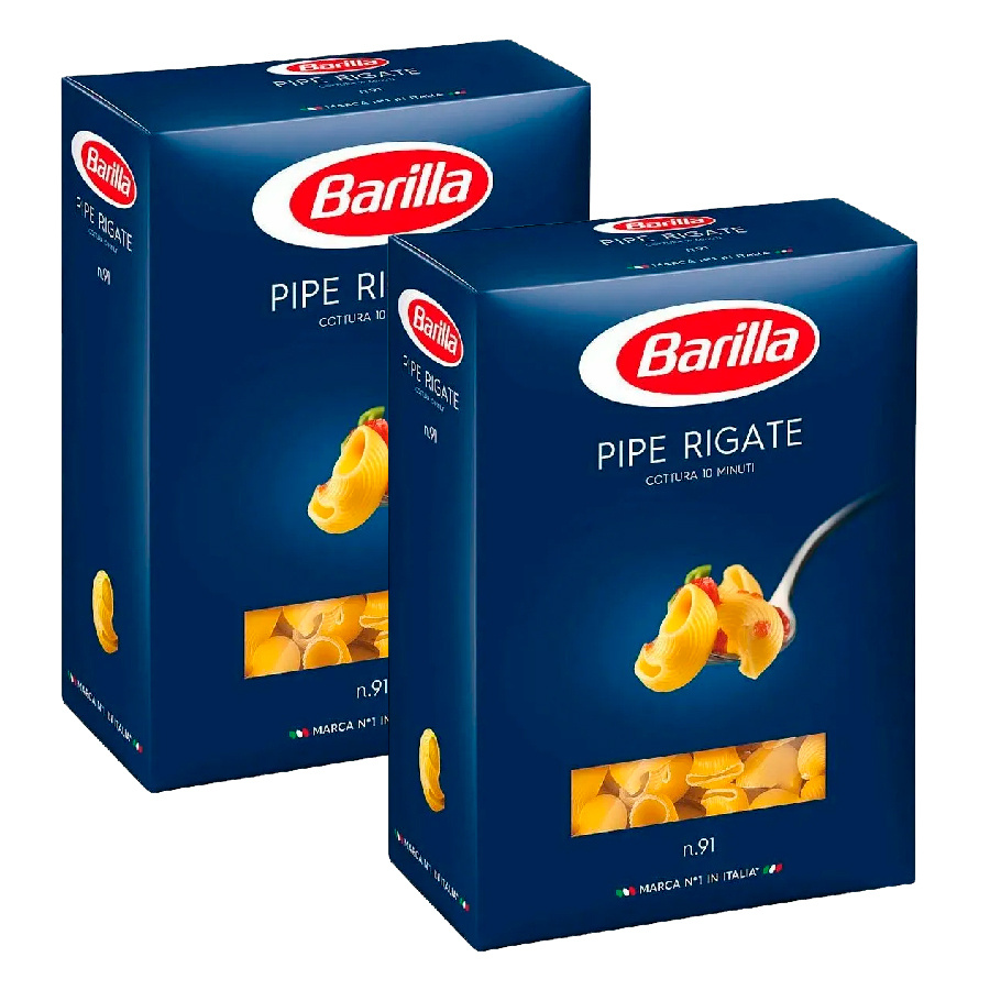  Макароны Barilla Pipe Rigate n.91, набор 2 х 450 г #1