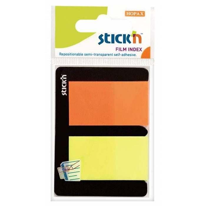 Клейкие закладки пластиковые Hopax Stickn, 2 цвета по 25л., 45х25мм (21039)  #1