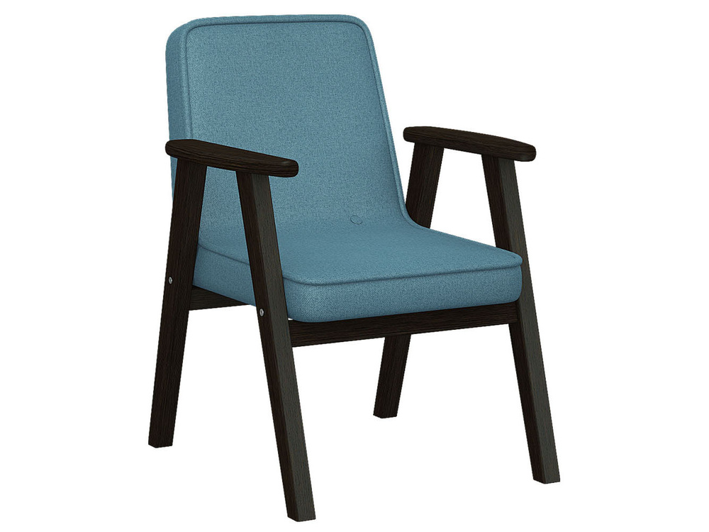 Кресло для отдыха Мебелик Ретро ткань голубой, каркас венге  #1
