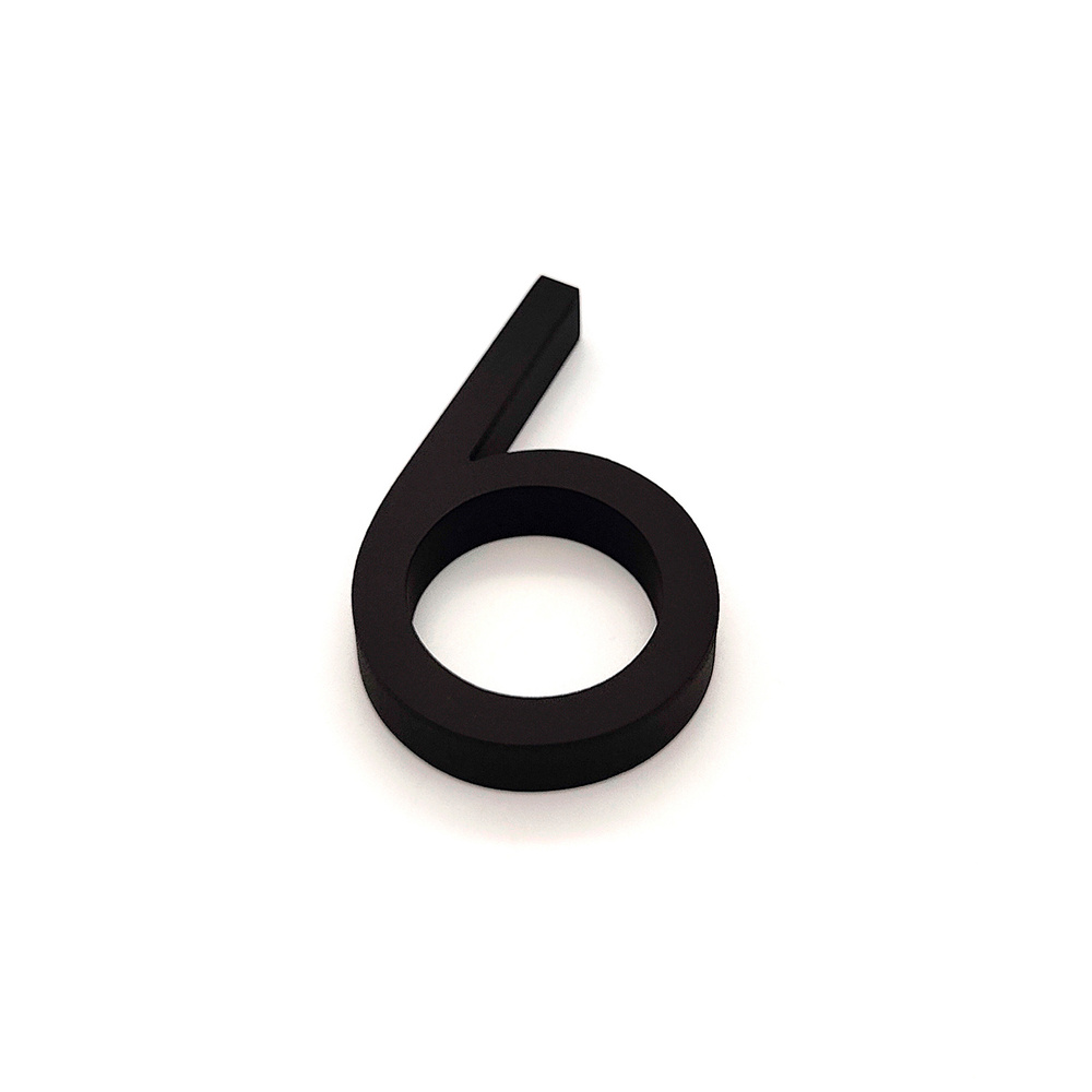 Объемная Цифра на дверь на клейкой основе " 6 " размер 7,5см, цвет: черный  #1